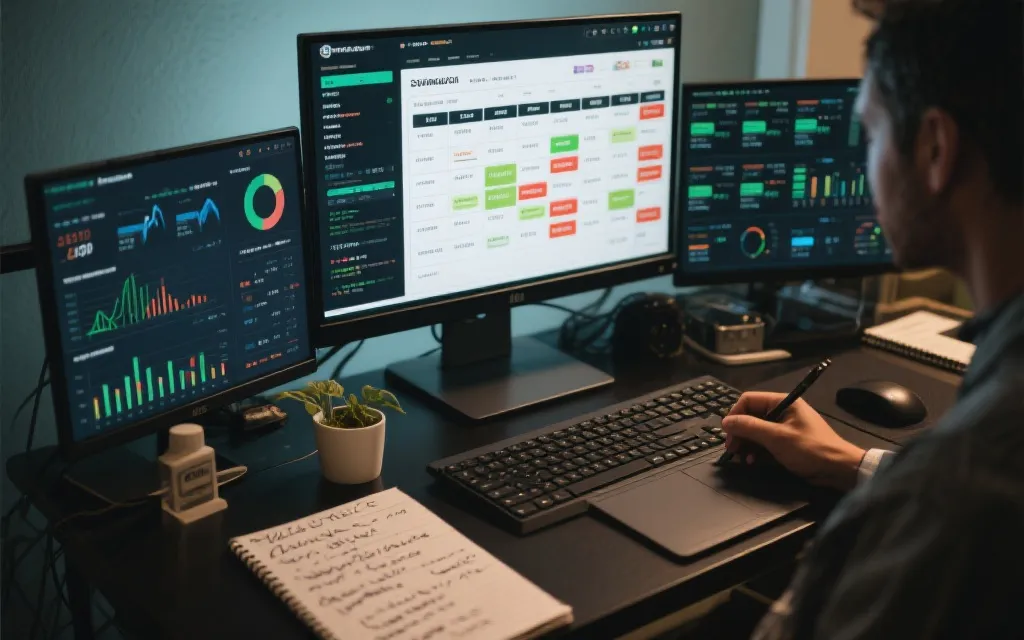 体育自媒体工作台：赛程表、数据面板与即时快讯并行的编辑场景
